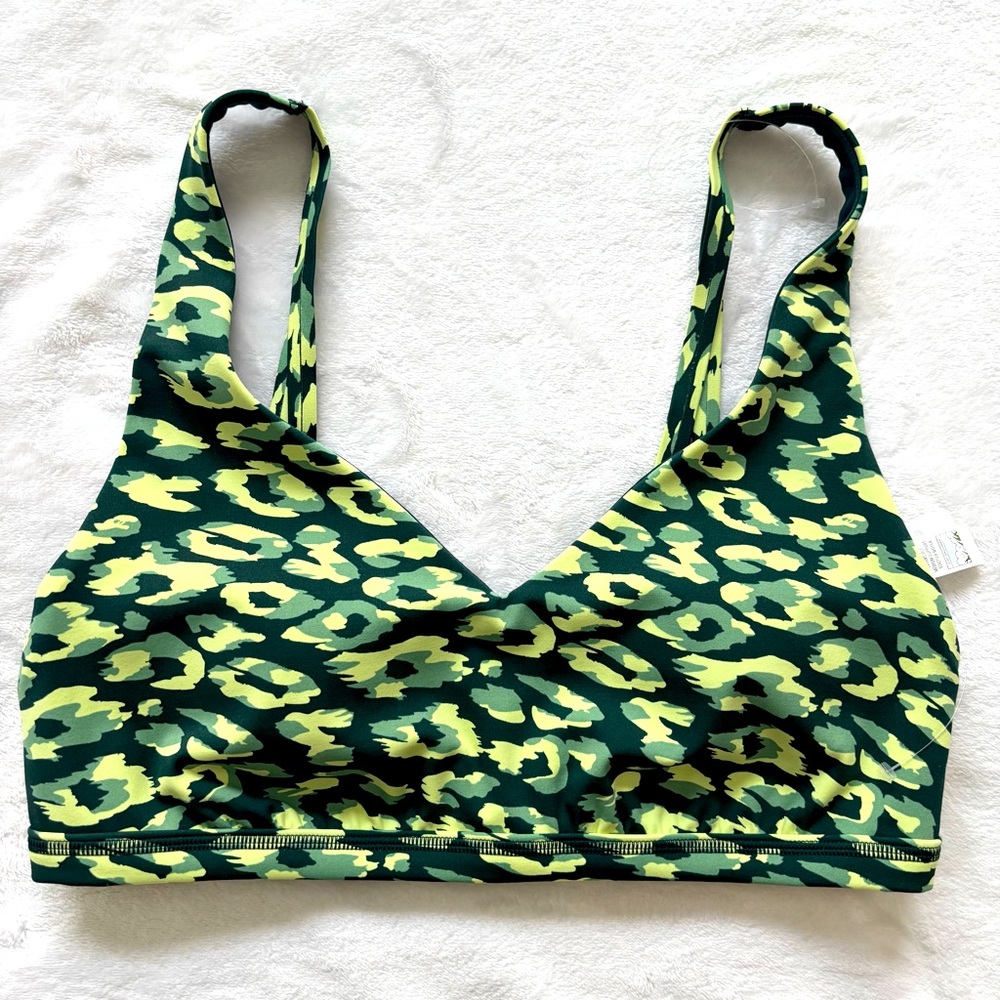 Offline by AERIE Goals Medium Impact Plunge Cheetah Print Sports Bra--NEW--L